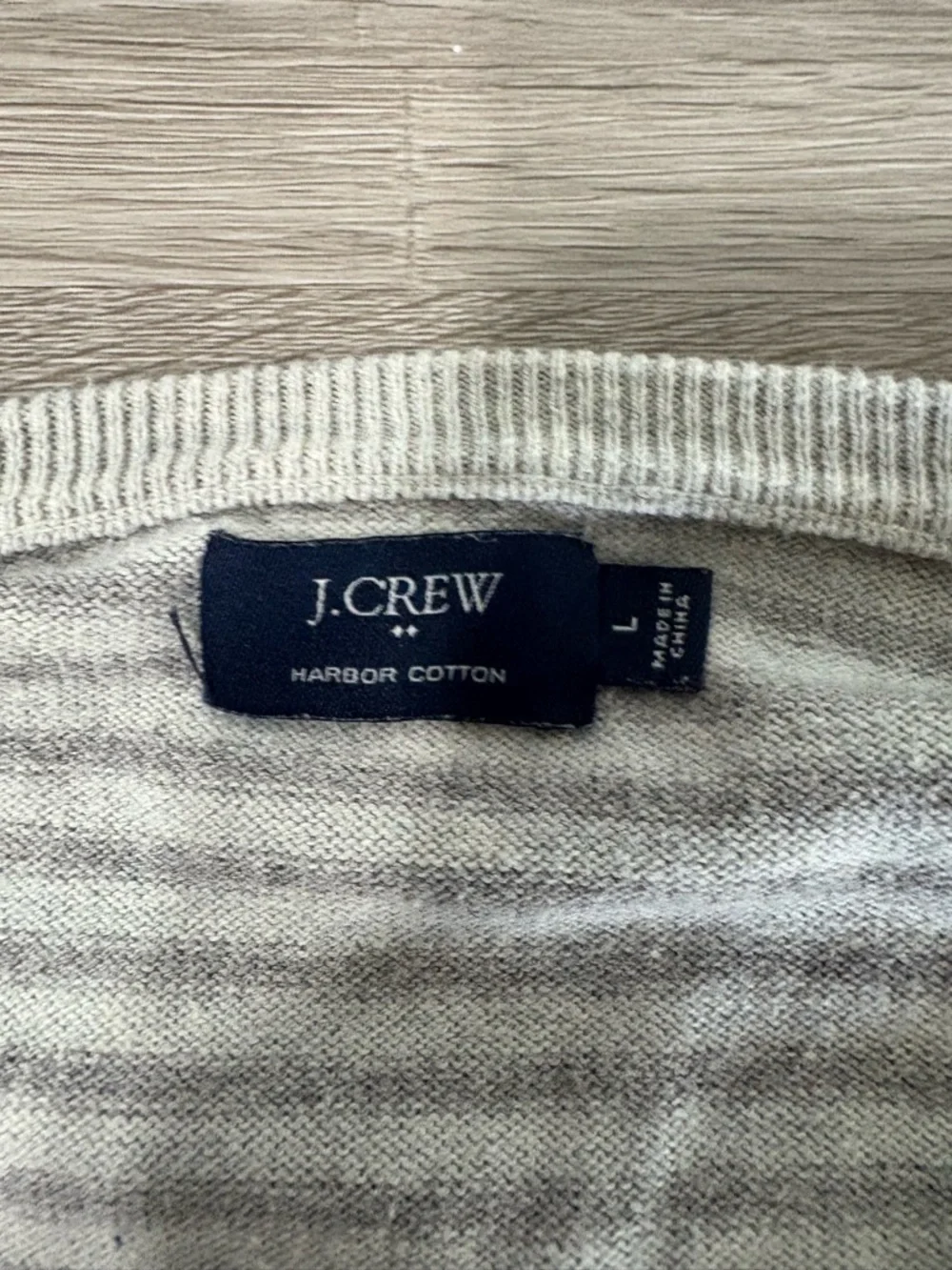 J. Crew Men’s Striped Crewneck Sweater in Light Gray & Cream